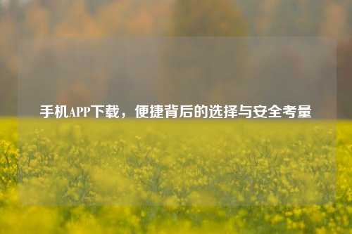 手机APP下载，便捷背后的选择与安全考量