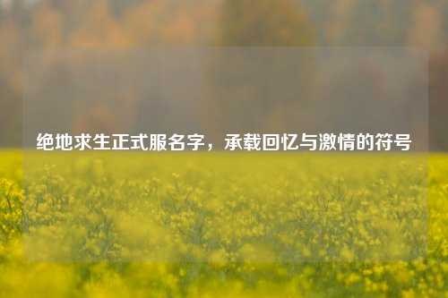 绝地求生正式服名字，承载回忆与激情的符号