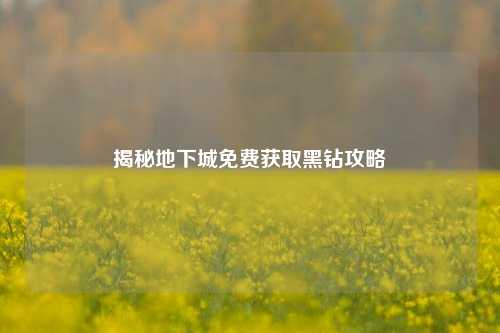揭秘地下城免费获取黑钻攻略
