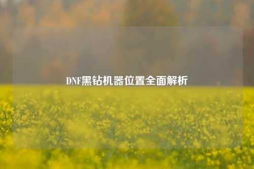 DNF黑钻机器位置全面解析