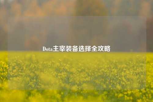 Dota主宰装备选择全攻略