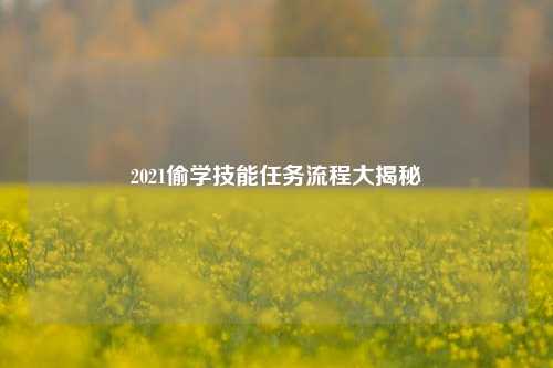 2021偷学技能任务流程大揭秘
