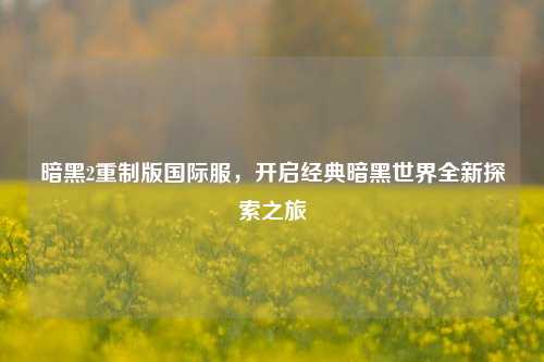 暗黑2重制版国际服，开启经典暗黑世界全新探索之旅