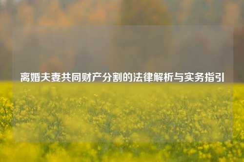 离婚夫妻共同财产分割的法律解析与实务指引
