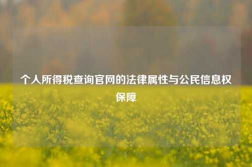 个人所得税查询官网的法律属性与公民信息权保障