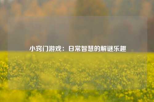  小窍门游戏：日常智慧的解谜乐趣
