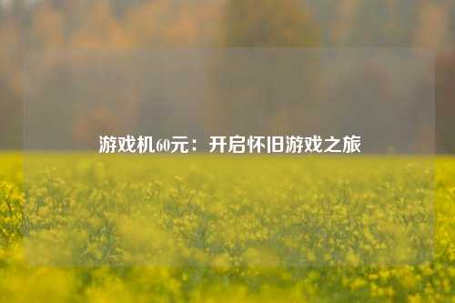  游戏机60元：开启怀旧游戏之旅