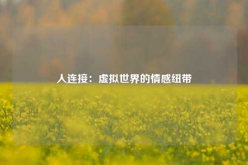 人连接：虚拟世界的情感纽带